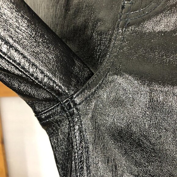 We The Free Phoenix Coated Liquid Black Pleather Button Fly Skinny Jeans 27 - Picture 5 of 15